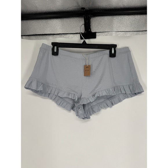 SKIMS Other - SKIMS Jersey Sleep Pajama Mini Shorts Womens Medium Zen Blue Ruffled Trim Lounge